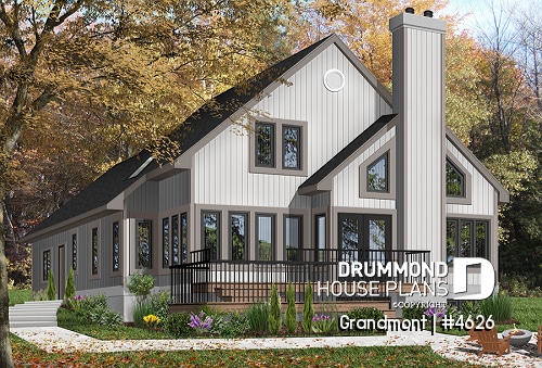 Color version 6 - Rear - Lakefront house plan, grand Master Suite with witting area, open floor plan and large bonus space - Grandmont